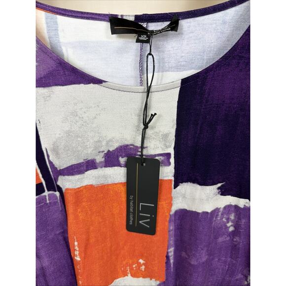 NWT Liv by Habitat Clothes 3/4 Sleeve Round Neck Abstract Top #1164 Size XS - Picture 3 of 3
